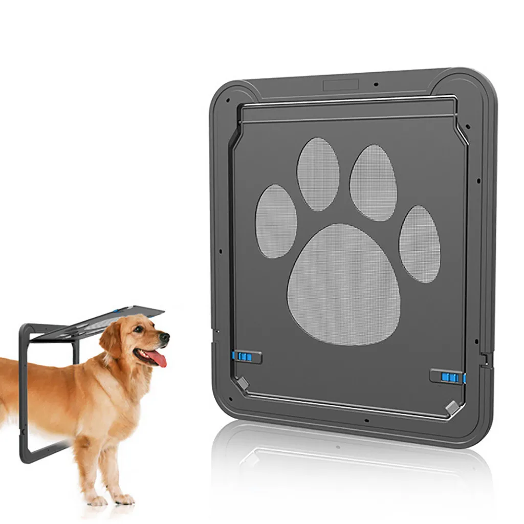 

NEW Arrival Lockable Dog Cat Kitten Door Security Flap Door nylon mesh footprint Animal Small Pet Cat Dog Gate Door Pet Supplies