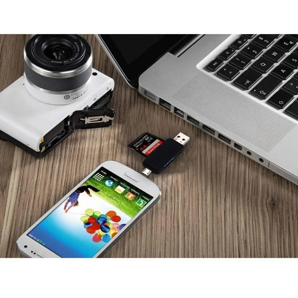 USB OTG к USB 2,0 адаптер SD/SD кард-ридер с USB разъемом для Android смартфона планшета R15