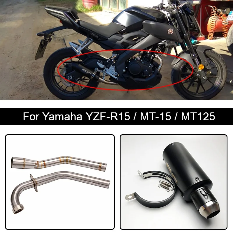 

Motorcycle Stainess Steel Exhaust Muffler Middle Link Pipe Tube Modified For Yamaha YZF-R15 MT-15 2008 2009 2010-2017 R15 MT125