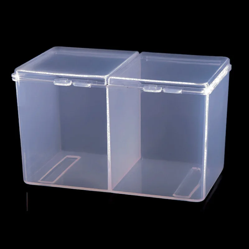 

1pc Clear Compartments Holder Nail Polish Gel Glitter Storage Box 2-Compartments Clear Manicure Container Tool 12*7CM