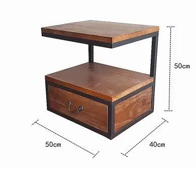 Американский Ретро журнальный столик из цельного дерева, чайный столик, простой промышленный подвесной Лофт, передвижной Двойной столик для хранения чая в гостиной - Цвет: 18