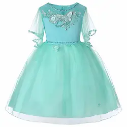 Шифоновая детская одежда, сетчатые платья в горошек с цветочным принтом для девочек, одежда для свадьбы, платье принцессы для первого
