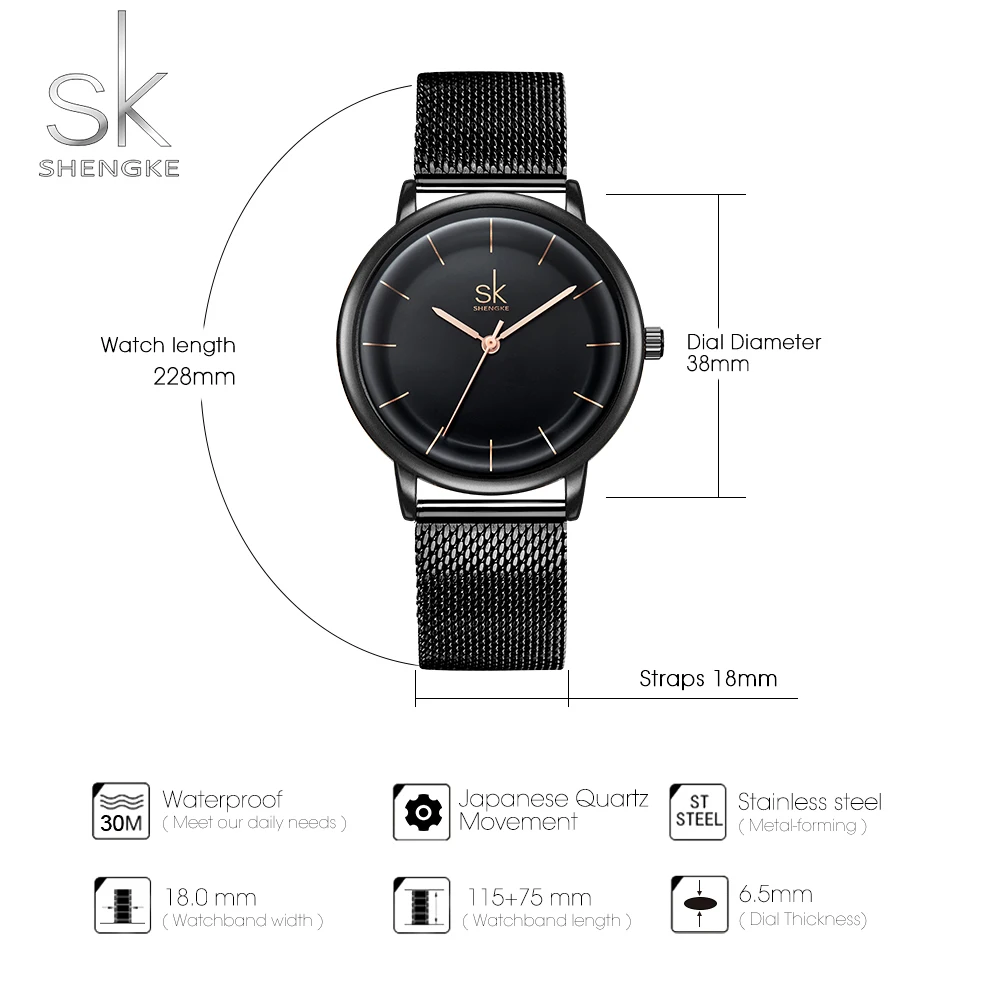 SK кожаные часы для женщин Простые Модные кварцевые часы для Reloj Mujer женские наручные часы SHENGKE Relogio Feminino