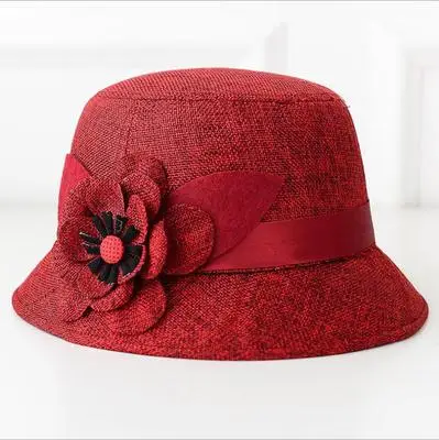 Шапка для людей преклонного возраста Женская Весенняя и осенняя шляпа женские летние льняные федоры безголовые шляпы летняя шляпа - Цвет: Красный