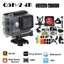 Бесплатная доставка! Q5H-2 4 К HD Водонепроницаемый WIFI 16MP Камера Action Sports Видео + 38 in1 Аксессуары
