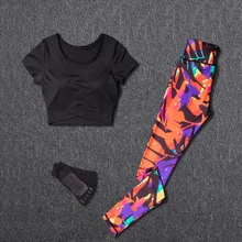 Sportswear Women Tracksuit Yoga Set Fitness Sports Outfit Crop Top Outdoor Running Gym Clothes Leggings Suits Chest Pad Tights