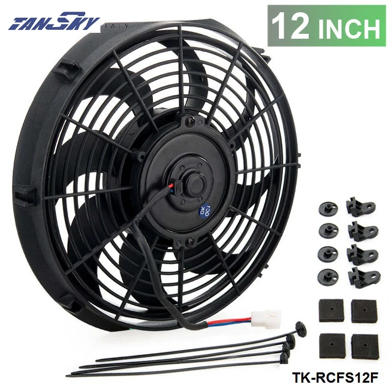 TANSKY - New EPMAN 12"inch Electric Universal Cooling Radiator Fan Curved S-Blade For Radiator Oil Cooler TK-RCFS12F