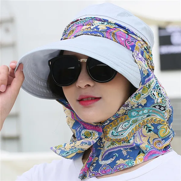 Модная женская Солнцезащитная шляпа для лица, летняя пляжная складная шляпа с защитой от ультрафиолета и широкими полями, Регулируемая Кепка, Новинка - Цвет: style2