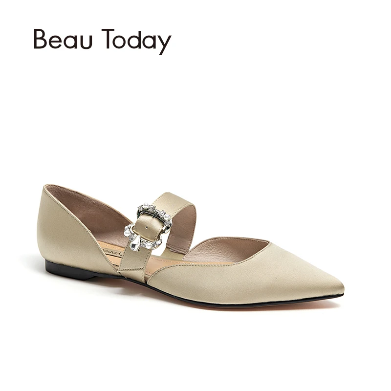BeauToday Women Flats Sandals Buckle Strap Pointed Toe Cover Heel Crystal Decorated Lady Summer D'orsay Flats Handmade 30060 BeauToday Women Flats Sandals Buckle Strap Pointed Toe Cover Heel Crystal Decorated Lady Summer D'orsay Flats Handmade 30060