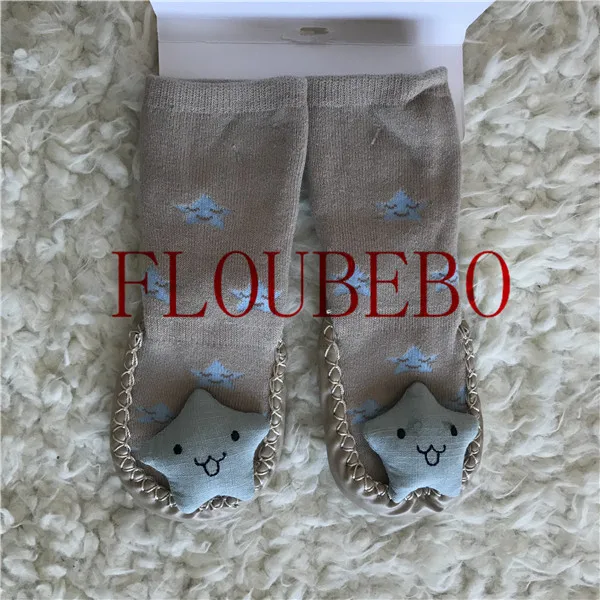 Носки с изображением Панды Детские нескользящие носки с изображением кролика для мальчиков и девочек - Цвет: grey star
