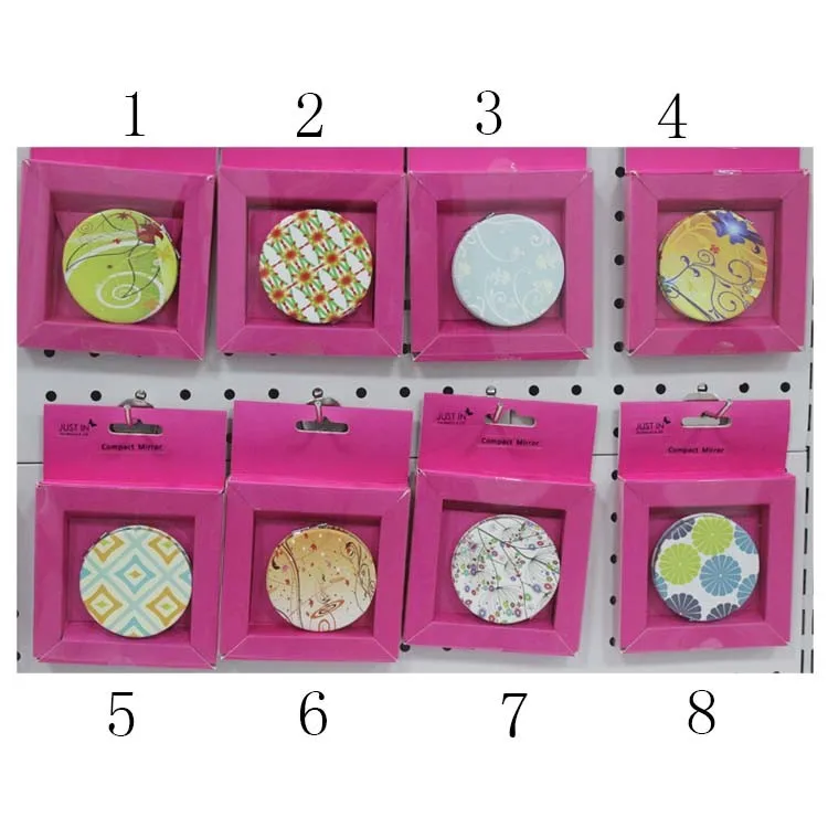 Espelho de Maquiagem Todos Centímetros Rodada Padrões Diferentes Grupo Dupla Face Dobrável Porta Maquiagem Vaidade Bolso Cosméticos Mão Compact 6 16 8 Set Dupla Face Dobrável Porta Maquiagem Vaidade