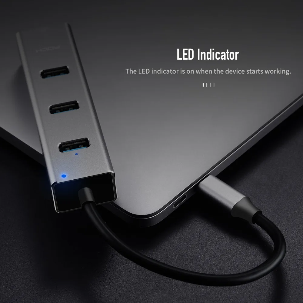 Тип C к USB3.0* 3+ RJ45 конвертер кабель адаптер хорошее качество высокоскоростной передачи Gigabit сетевой светодиодный светильник
