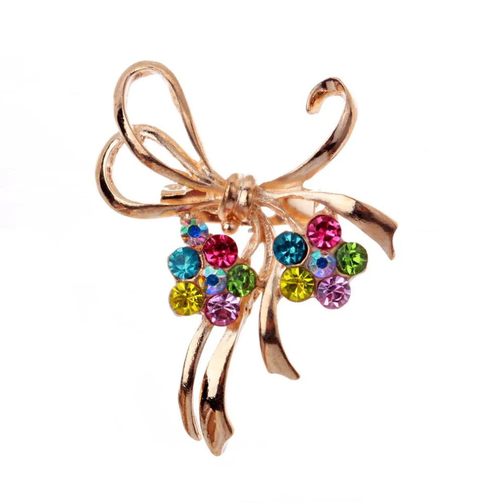 Crystal Flower Brooch Lapel Pin Fashion Rhinestone Jewelry Women