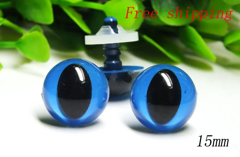 Fress Ship15mm Bule Color Animal Eyes Safety Eyes CAT Eyes For Amigurumi-100pcs