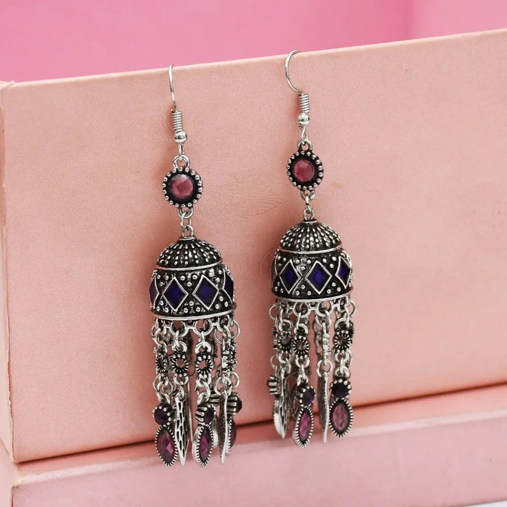 Индийские Jhumka стразы серьги для женщин богемные бисерные сережки oorbellen египетские цыганские турецкие вечерние ювелирные изделия