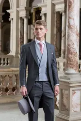 Для мужчин смокинг длинный костюм 2019 на заказ Slim Fit Свадебный для жениха костюмы (куртка + брюки для девочек галстук)