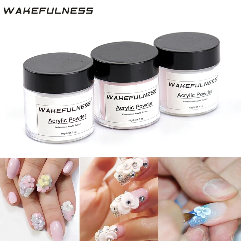 

WAKEFULNESS 1Pcs Acrylic Powder for Nail Art Extension False Tips Builder Crystal Poly Color Nail Glitter Manicure Decorations