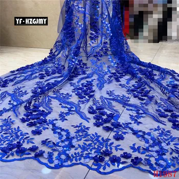 

YF HZGJMY 3D lace fabric with Applique And beads beautiful Nigerian French lace fabric for party dress A1987-1
