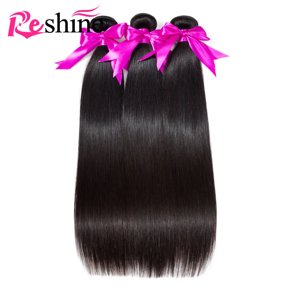 RESHINE волосы перуанские прямые 3/4 пучки с закрытием человеческие Remy 3 пучка