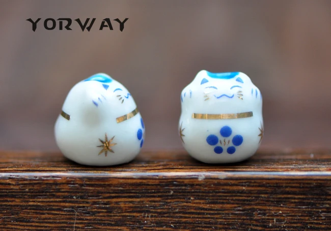 10 шт./лот фарфор Lucky бусины кошка 13 мм керамика Maneki Neko просверленные с отверстием