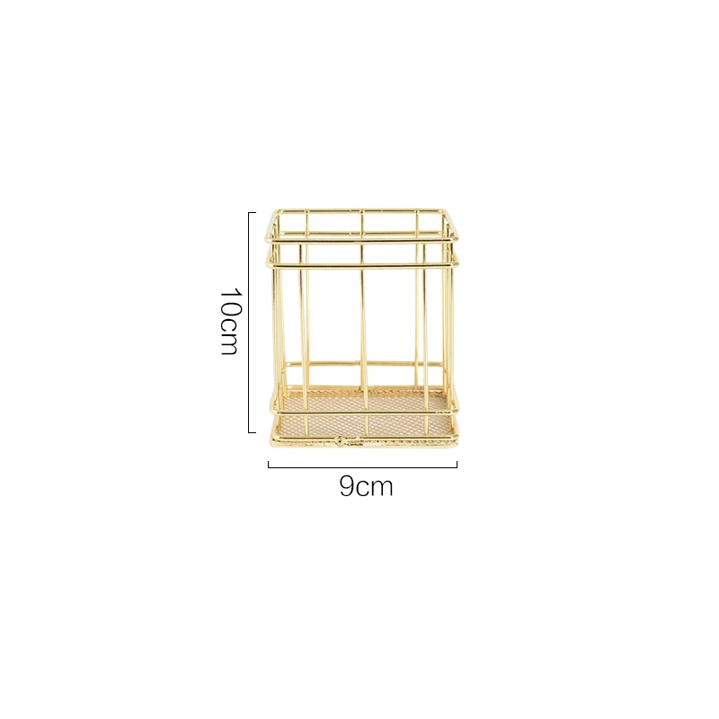 Скандинавские золотые корзины для хранения кованого железа, офисные настольные кисти для макияжа, держатель для ручек, настольный органайзер для косметики, сетчатая корзина - Цвет: 2