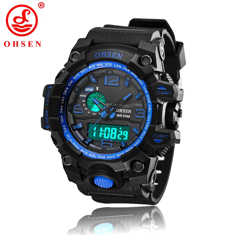 Prix pour Hommes sport montres étanche alarme chronographe led quartz montres ohsen marque en plastique sangle relogio masculino ad1606 Prix pour Hommes sport montres étanche alarme chronographe led quartz montres ohsen marque en plastique sangle relogio masculino ad1606