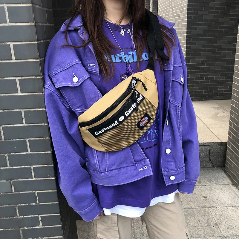 

New Fashion Lady Shoulder Crossbody Bag Ins Casual Mesh Unisex Chest Bag Chic Harajuku College Wind Waist Pack