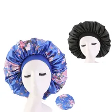 

2pcs/lot women Large Sleep Cap with Premium Elastic Band Women Female Casual Satin Bonnet for Sleeping Extra Large bonnet hat