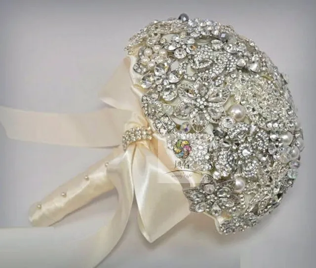 

4 Size Luxury HandMade High Quality Silver Crystal Brooch Jewelry Bridal Wedding Bouquet Decoration Wedding Bride Holding Flower