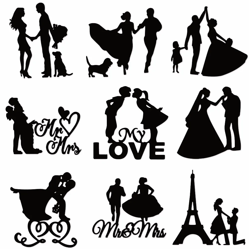 

Swovo 12 pcs Bride Groom 2019 Metal Cutting Dies Cut DIY Craft Dies Scrapbooking for DIY Alubm Photo Card Cuts Decorations