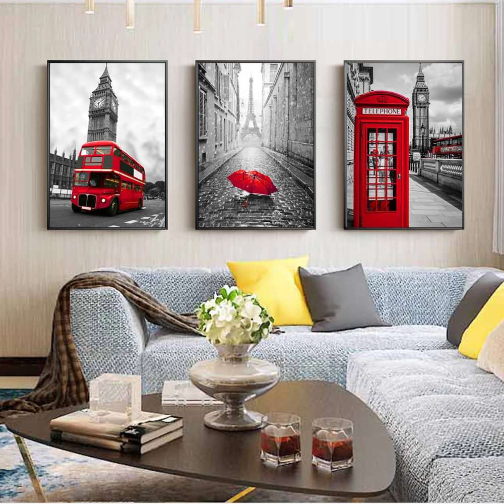 Realist Лондон картины на холсте с изображением пейзажа Биг Бен Настенные рисунки плакаты и принты 3 панелей настенные панно для гостиной