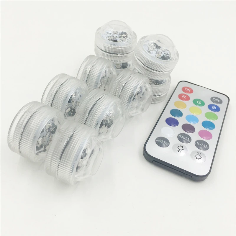

IP68 Submersible LED Light Underwater Night Lamp Remote Controller Battery Powered For Weeding Tea Light Vase Party Decor Lights