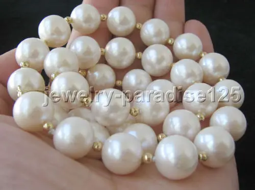 

Free Shipping >>> AAAA 18" 12mm natural white round freshwater pearl necklace - 14k gold clasp