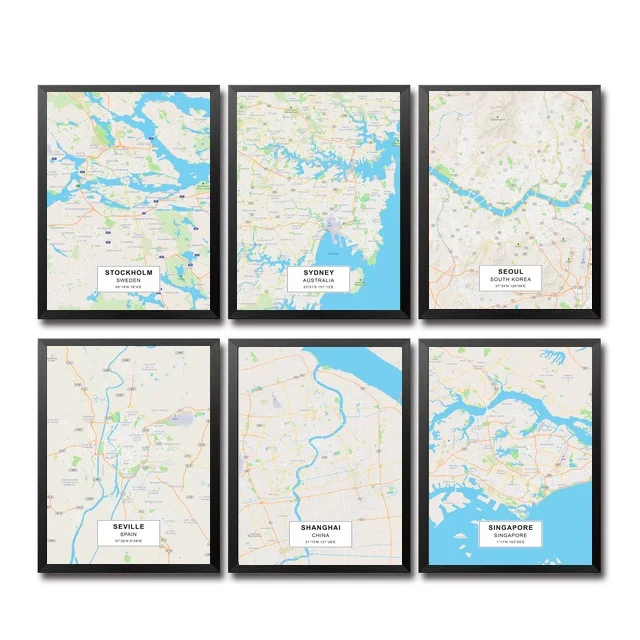 

Seoul Seville Shanghai Singapore Sofia St Petersburg STOCKHOL SYNDE City Maps Art Canvas Poster Home Wall Decor Painting