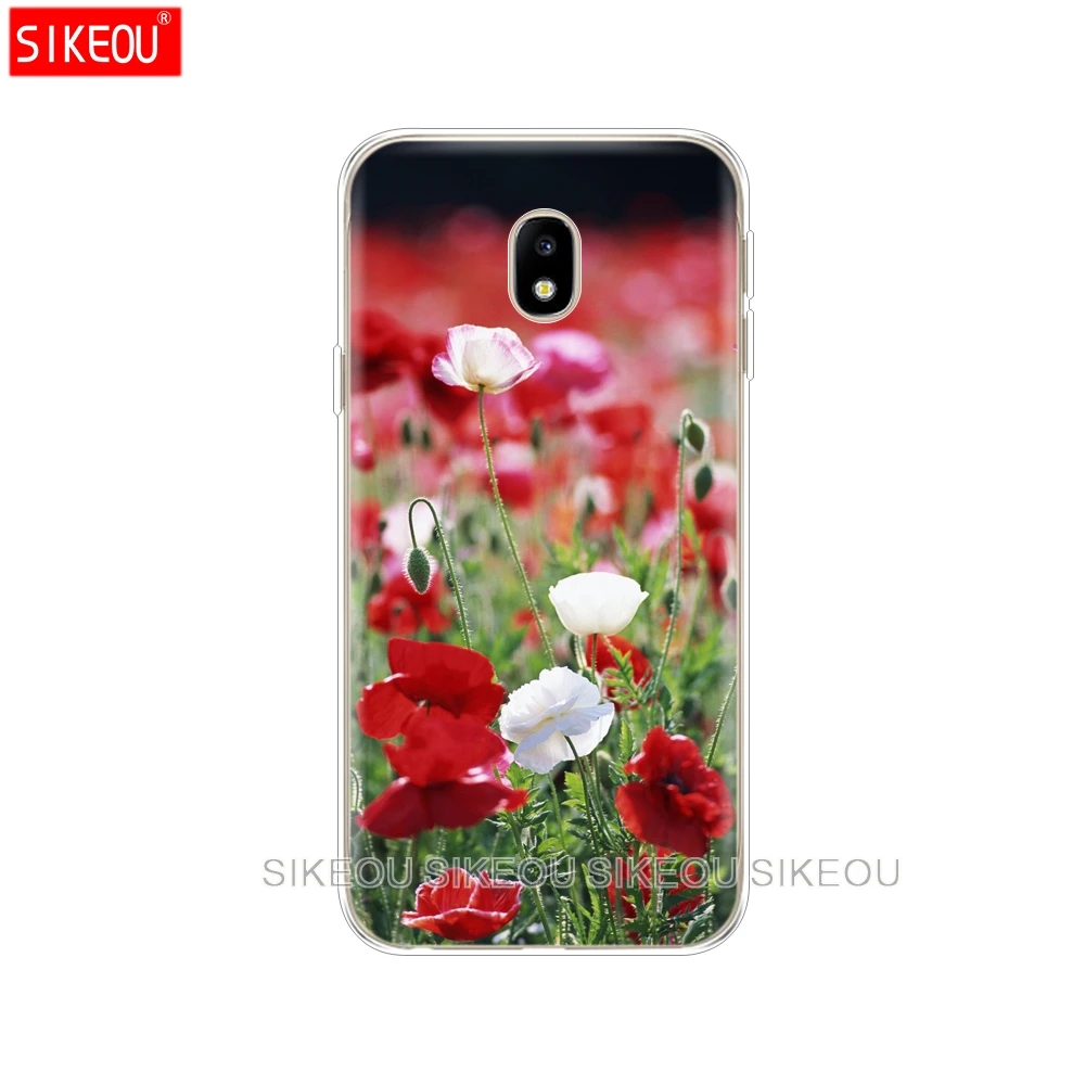 Силиконовый чехол для телефона Samsung Galaxy J3 J5 J7 2017 J330 J530 J730 PRO j2 2018 красные цветы