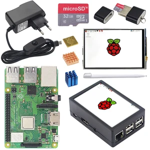 Оригинальный Raspberry Pi 3 Model B Plus + 3,5 дюймов TFT сенсорный экран + чехол + 2.5A мощность + 32G sd-карта + радиатор для Raspberry Pi 3B + Plus - изображение