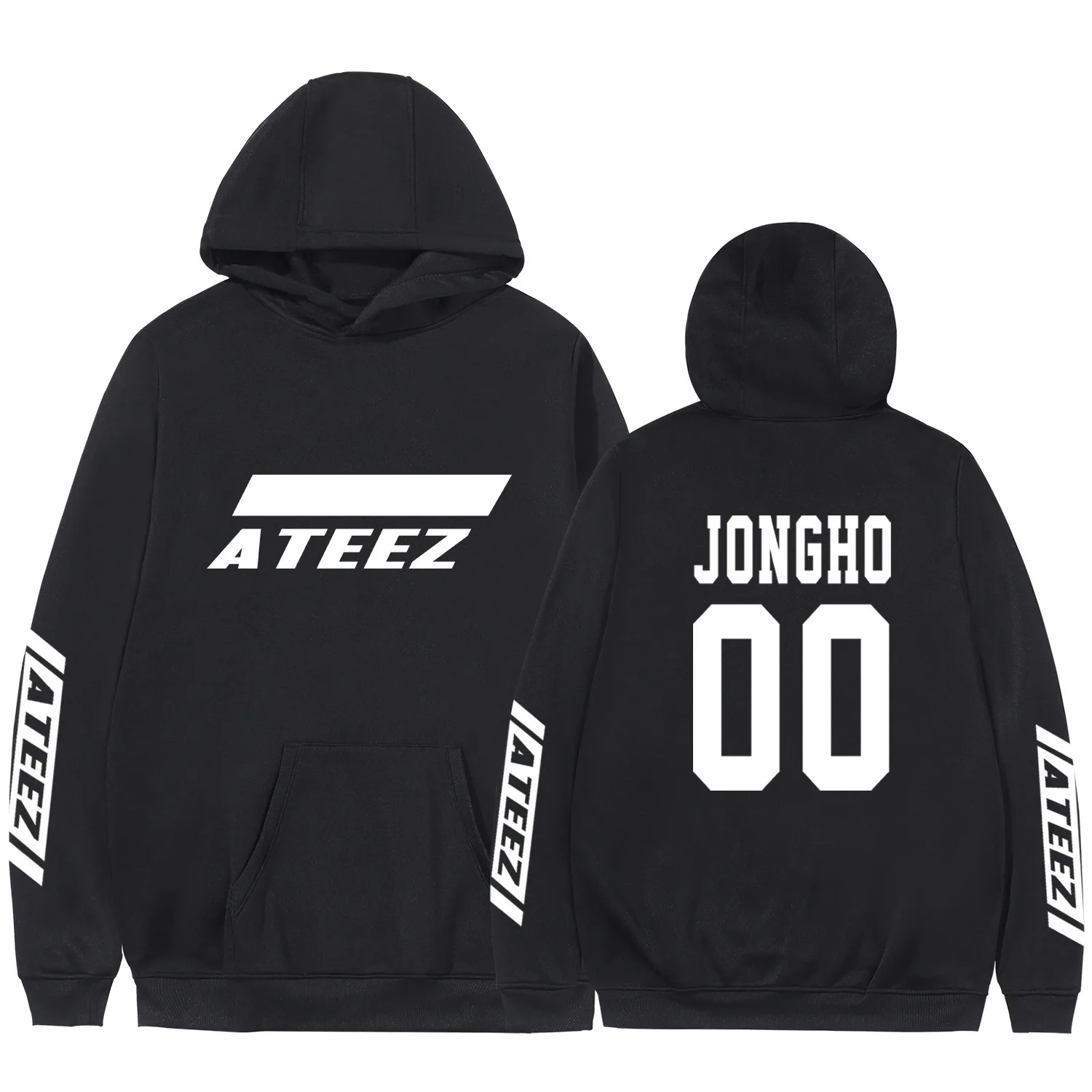 Толстовки Kpop Ateez имитация двух частей толстовки Модный пуловер с