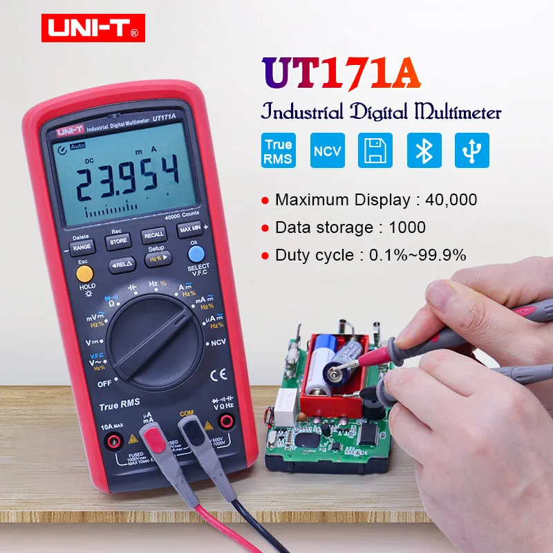 

UNI-T UT171A True RMS Digital Multimeter Industrial AC DC voltmeter Ammeter Capacitance Resistance Tester 4000 count LCD Display