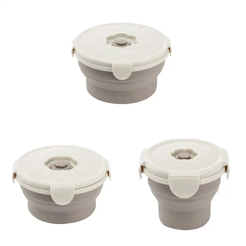 

Food Grade Silicone Collapsible Portable Bowl Travel Folding Bowl Carried With Lid Folding Bowl For Outdoor Camping Travel Hike