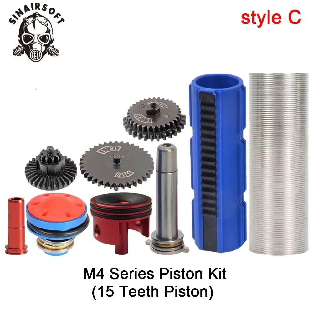 SHS-16-1-Gear-Nozzle-Cylinder-Spring-Guide-14-Teeth-Piston-Kit-Fit-Airsoft-M4-M16 (2)