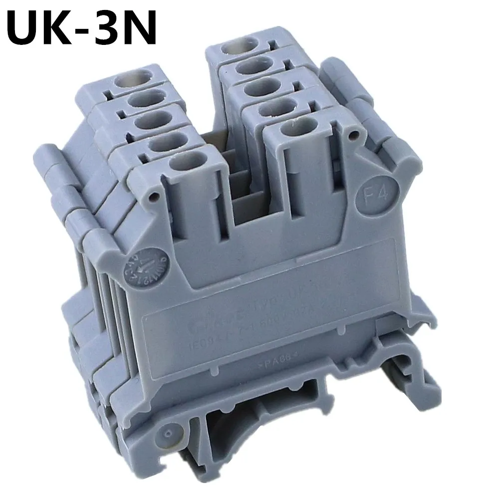 

High Quality 50pcs UK-3N DIN Rail Universal Terminal Blocks Screw Type UK3N Phoenix Type
