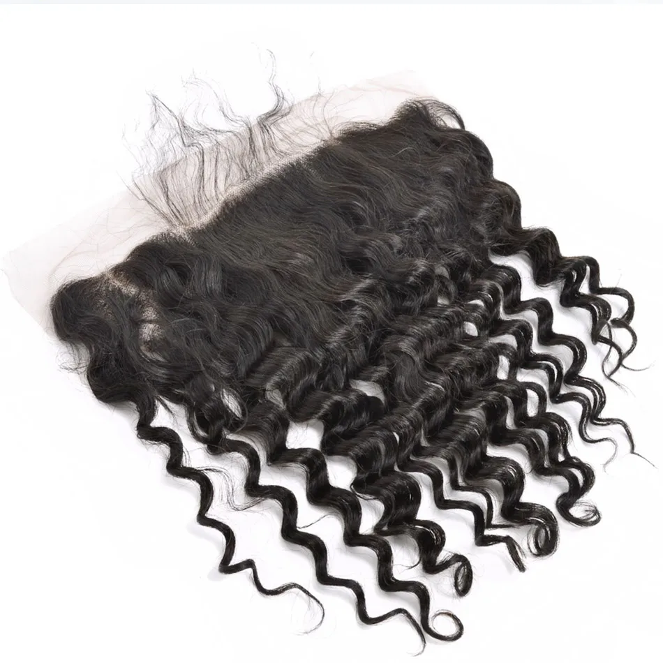 

Malaysian Virgin Hair Curly Lace Frontal 13x4 Ear To Ear Customized Lace Frontal with Baby Hair Pieces for Weddings Free Part