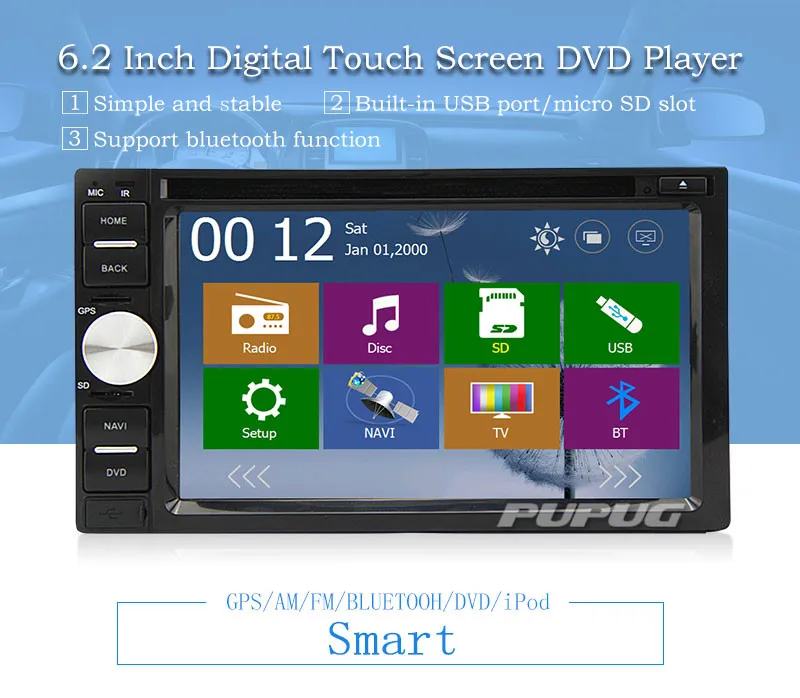 Cheap Double 2 din New universal Car Radio GPS Navigation Double din Car DVD Player Car Bluetooth Stereo video+Free Camera+Free Map 4