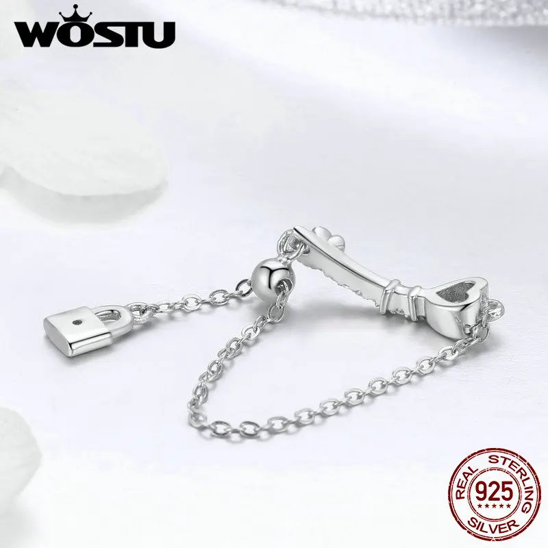 WOSTU, лидер продаж, 925 пробы, серебряная цепочка «ключ к вашему сердцу», кольца для женщин и девушек, фирменное ювелирное изделие, подарок на день рождения, FIR425