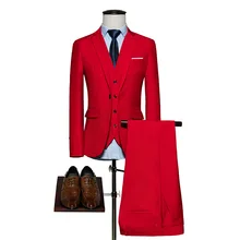 Business 2017 autumn winters is pure color suits young career suits men bigger sizes suit three-piece the groom’s wedding dress
