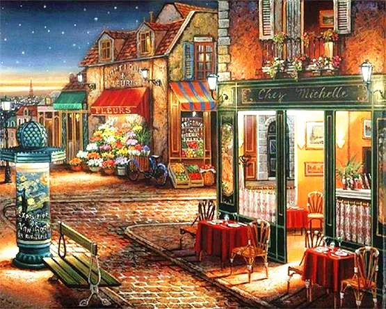 30X40CM(12&quotX 16&quot) Street Shop Building Full Drill Put Embroidery Diy Diamond Painting Cross Stitch Kit Mosaic Home Decor | Дом и сад