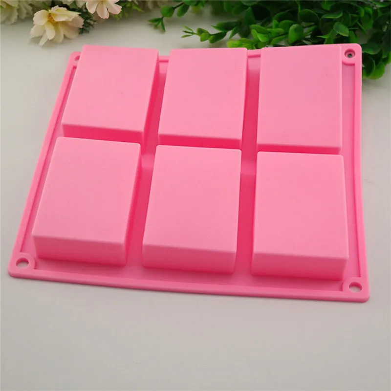 

6 Cavity Plain Basic Rectangle Silicone Mould For Homemade Craft Soap Mold bathroom Accessories DIY art