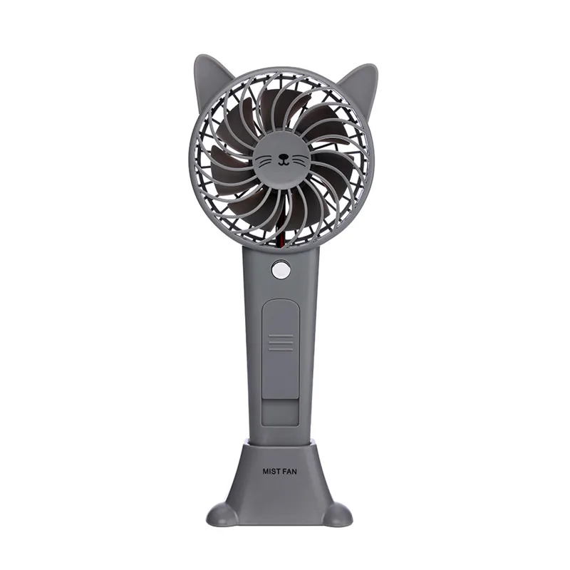 Дизайн милый ПЭТ поручень вентилятор с увлажнением DC5V USB Мощность 1200mA внутренняя Батарея медведь кошка кролик 3 типов распылитель для с/х - Цвет: Grey Cat