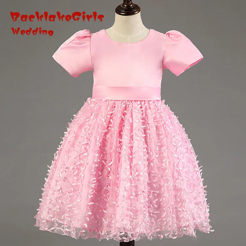 

New Arrival 2018 Elegant YIYI Flower Girl Dresses Cap Sleeve Bow Long Princess Party Pageant first communion dresses FD003