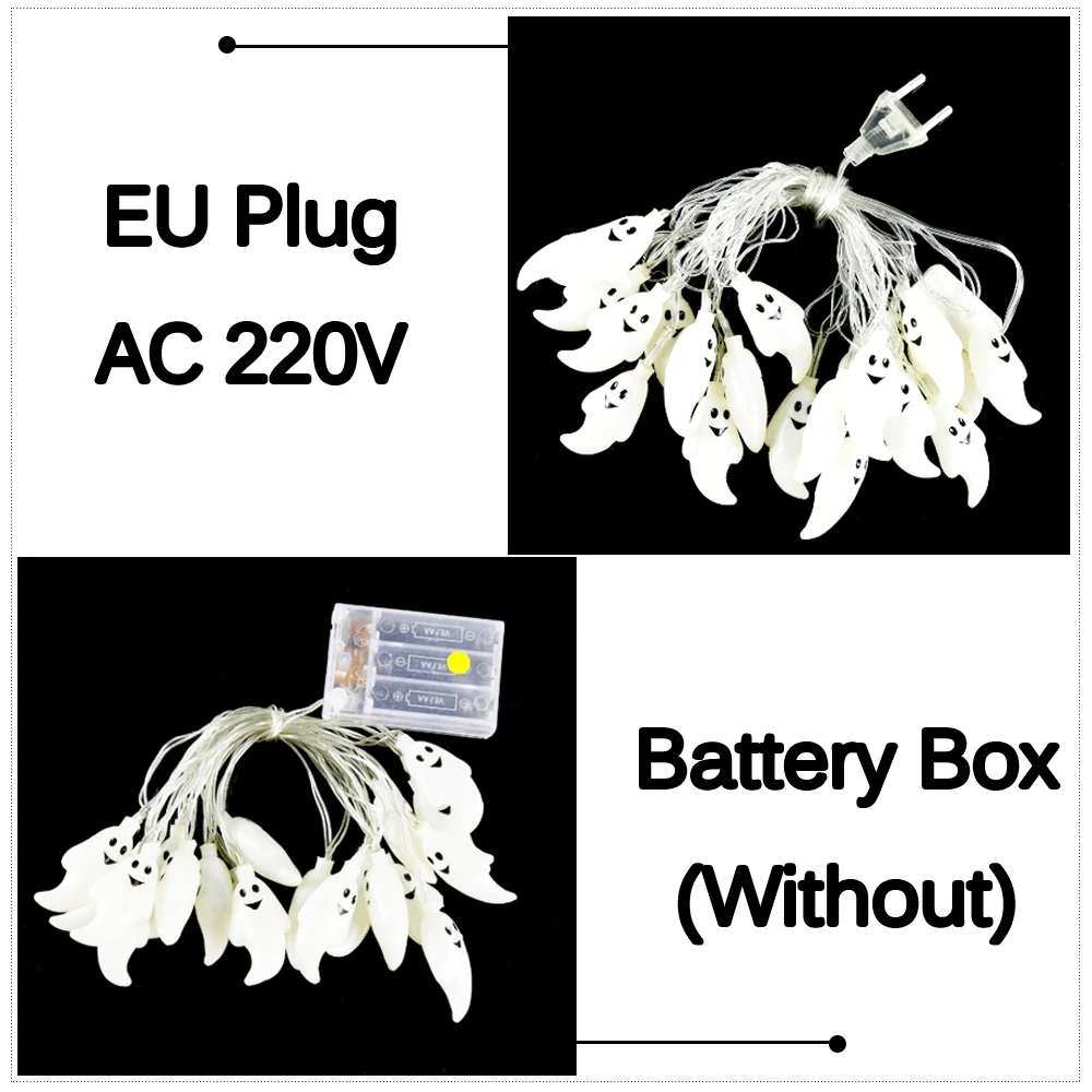20 светодиодный s хэллоуин гирлянды череп в форме призрака светодиодная Праздничная лампа праздник в доме и под открытым небом украшения батареи или AC220V JQ0